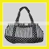 2016 Casual Products Bros Stripes Black White Dots And Stripe Nylon Zippered Waterproof Barrel Duffel Sport Shoulder Bag