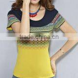 National Wind Dress Printing Cotton Geometric Design of Cultivate One's Morality Short Sleeve of Chinese T-shirt Cheap thumbnail-5