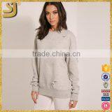 American Style Hoodies, Grey Ripped Oversized Sweatshirt, High Quality Cotton Hoodies for Women thumbnail-4
