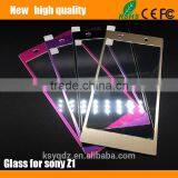 2.5D Titanium Alloy Brushed Metal Tempered Glass Screen Protector Guard for SONY Z1 Front + Back thumbnail-1
