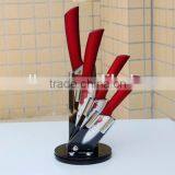 Red Handle Ceramic Blade With Printing Flower Set of 4 Multi-purpose Knives thumbnail-2