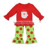 2016 Kaiyo Christmas Toddler Clothes Sweat Suit Red Ruffle Top With Dot Ruffle Pants Icing Pants Outfits thumbnail-1