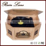 Rain Lane Audio Player Retro Vinyl Record Player With USB SD Cassette
