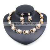 Wedding Jewelry Sets For Women Pendant Statement African Beads Crystal Imitation Pearl Necklace Earrings Dubi Jewelry Sets