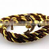 Leather Rope Stainless Steel Gold Anchor Bracelet/Hook Bracelet Anchor Wholesale thumbnail-3