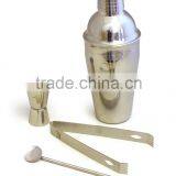 4Pieces #201/#304 Stainless Steel Cocktail Shaker,ice Tong,jigger and Stirter thumbnail-1