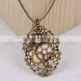 New Design Steampunk Gear Cameo Pendant Statement Necklace 2015 Yiwu Fashion Imitation Jewelry Hot Sale thumbnail-1