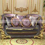 European Romantic and Sweet Style Royal Sofa Set, Wooden Flower Carved Living Room Sectional Sofa Set thumbnail-3