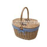 Oval Lidded Wicker Picnic Basket - Shopping Basket - Sewing Basket thumbnail-3