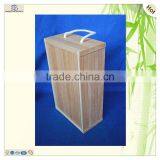 Double Bottles Packaging Unfinished Decorative Bamboo Wooden Wine Boxes thumbnail-2