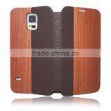 OEM Flip Wood Leather Cell Phone Case for Samsung S5 thumbnail-4