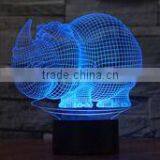 3D Vision Creative Rhinoceros Shape LED Light USB Charging Desk Night Light
