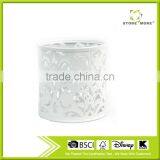 Round White Freestanding Metal Punched Pen Holder thumbnail-1