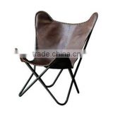Anti-brown Leather Metal Butterfly Chair thumbnail-1