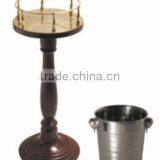 Stainless Steel Antique Champagne Bucket With Wooden Rack/Wine Bucket/Champagne Cooler thumbnail-1