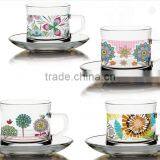 High Quality 3oz 4oz 5oz 8oz Glass Coffee Mug With Saucer Glass Tea Cup Set thumbnail-1