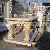Garden Decor Stone Carving Marble Outdoor Marble Table thumbnail-3