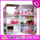 2017 Best Luxurious and Attractive Six Rooms Wooden Doll House Play for Kids W06A245 thumbnail-1