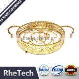 Round Shape Metal Wire Fruit Basket With Brass Antique Rack thumbnail-1