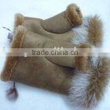 Leather Rabbit Fur Gloves Stock Wholesale thumbnail-1
