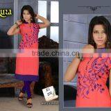Designer Embroidery Pure Cotton Kurtis/latest Kurti Designs/jeans and Kurti/ thumbnail-1