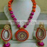New Stylish Silk Thread Neck Piece With Matching Earrings Collection. thumbnail-1