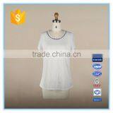 Fashion Woman Korean Lace Linen Fabric Blouse Beaded Neck Design thumbnail-1