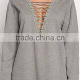 MGOO 2017 Manufacturer Custom Made Your Own Tags Clothes Grey Terry Cotton Polyester Olive Brushed Terry Tunic Tops thumbnail-4