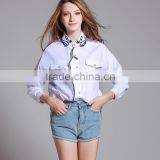 Zm50277b Autumn New Model Fashion Woman Blouses and Tops Long Sleeve White Plus Size Lady Blouse thumbnail-3