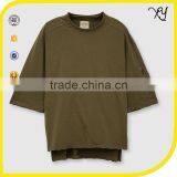 High Quality Men Custom Plain French Terry Crewneck Raw Hem Oversized Sweatshirts With 3/4 Sleeve thumbnail-1