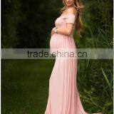 Short Sleeve Maternity Dress For Photo Shoot Women Pregnancy Clothing Long Maxi Dress thumbnail-1