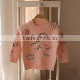 S32907W Kids Girls Pullover Sweater O-Neck Cute Words Embroidery High Quality Sweaters thumbnail-3