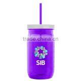 USA Made 27 oz Tritan Mason Jar With Screw-On Lid and Digital Imprint - Measurements Molded Into Side of Jar thumbnail-1