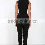 New Style Women Sleeveless Folded Mock Neck Black Jumpsuit 2015 thumbnail-4