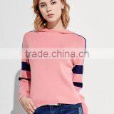 Ladies Cool Loose Knitted Pullover Pink Hoodie Sweater With Wholesale Price thumbnail-2