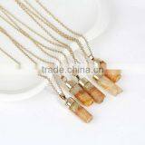 New Fashion Quartz Crystal Druzy /Drusy Necklace Link Cable Chain Gold Plated Cylinder Orange Pendant 62cm - 61cm Long thumbnail-2