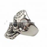 Hot Retro Titanium Steel Jewelry Punk Skull Ring Personality Exaggerated Double-Headed Face Ring thumbnail-4