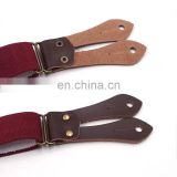 2017 yiwu fashion high quality Wine red leisure adult male suspenders cowhide leather suspenders