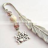 High Quality Antique Silver Plating Leather Shape New York Charm Souvenir Bookmark for Gift