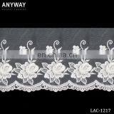 Newest design Embroidery mandarin flower jacquard cotton lace motif lace trimming LAC-1217