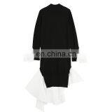 TWOTWINSTYLE Patchwork Women's Sweater Long Sleeve Hit Colors Irregular Long Knitting Pullover thumbnail-2