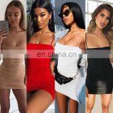 2020 New Arrivals Women Fashion Pleated Casual Dresses Ladies Bodycon Slip Dresses Women Summer Dresses thumbnail-2