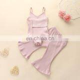 Fall Winter Baby Girls Clothing Knitted Solid Color Vest Rompers + Flared Trousers Pants 2pcs Set Kid Girls Clothing Set thumbnail-4