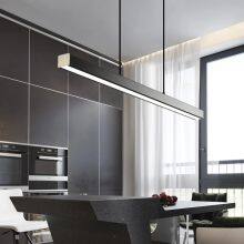 Modern LED Long Pendant Light Linear Hanging Lights Black Brown Pendant Lamp for Dining Room Kitchen Lighting Fixture