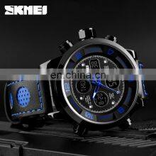 SKMEI Brand 1371 Stainless Steel Back Genuine Leather Mens Analog Quartz Watches thumbnail-5