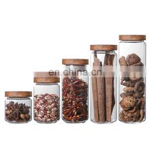 wholesale empty spice candy coffee food glass containers small jar with acacia lid