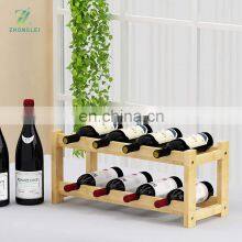 Bamboo Wine Rack 8 Bottle 2 Tier Wine Racks Bar Counter Cabinet Wine Glass Holder Storage Shelf for Kitchen thumbnail-4