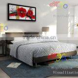 Hand Painted Red Flower Modern Home Decorative Canvas Wall Art Framed Oil Painting Wz-289 thumbnail-4