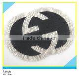Iron on Decals Hotfix Black Horse Hair Mix Rhinestone Oval Patch 12x15cm thumbnail-1