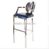 French 4 Leg Back Rest Metal Bar Stool High Chair thumbnail-1